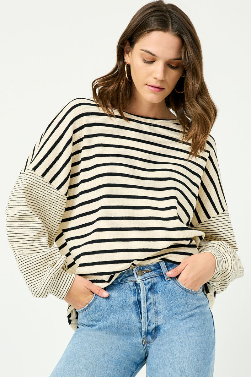 Hayden Striped Oversized Tee (S)