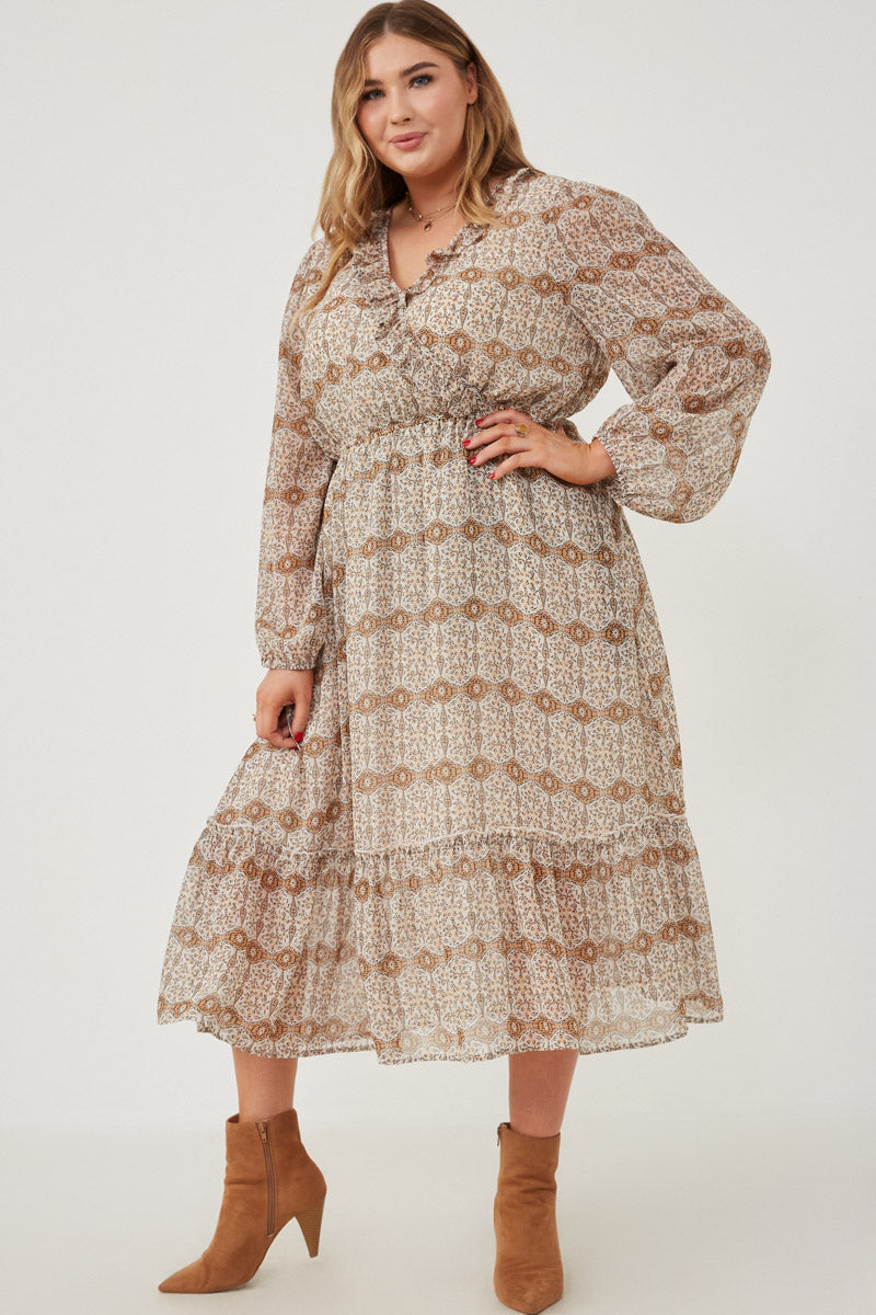 Hayden Patterned Midi Dress (3X)
