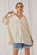 POL Cream Gauze Oversized Top (L)