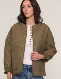 Heartloom Green Floral Quilted Jacket (S)