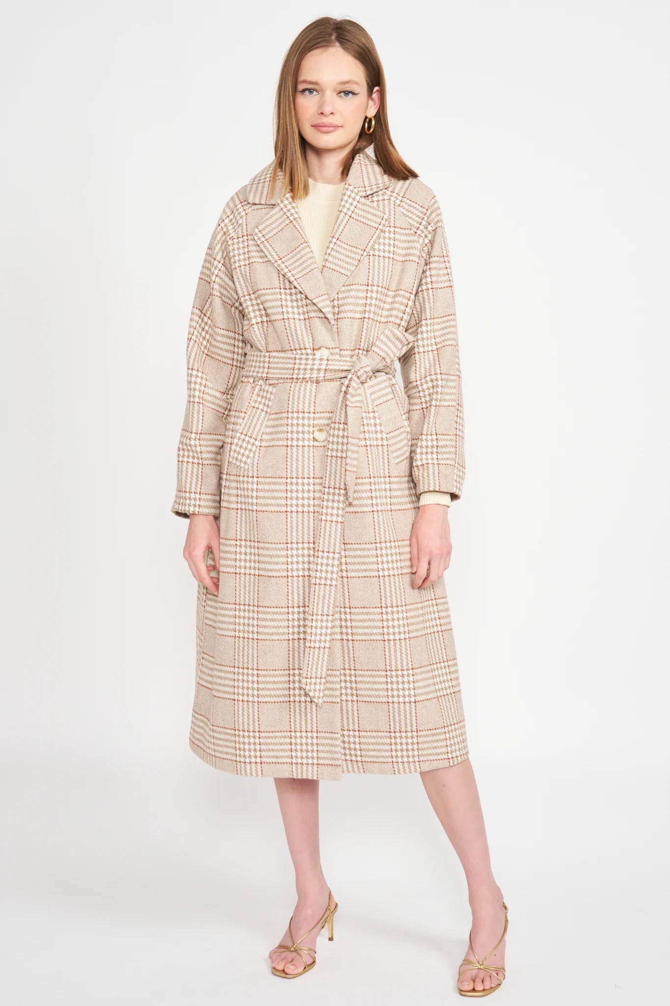 En Saison Long Plaid Peacoat (M)