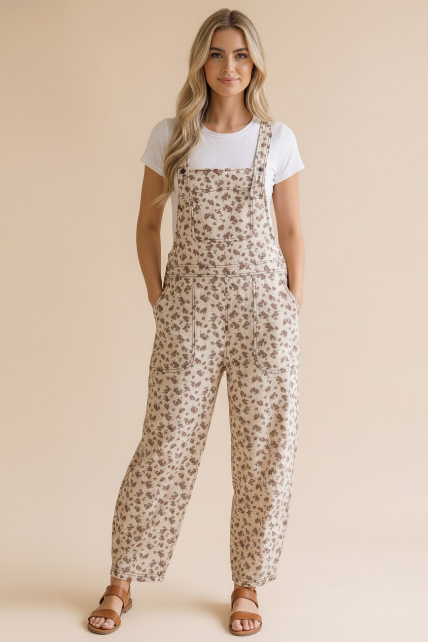 Floral Print Cotton Overalls (1X)