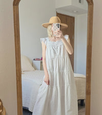 White Textured Midi Dress (L)