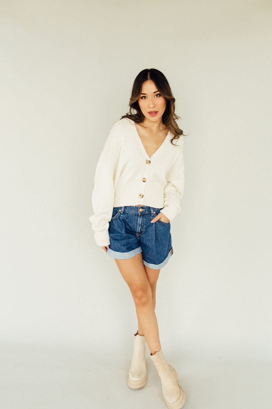 Free People Relaxed Denim Shorts (XL)