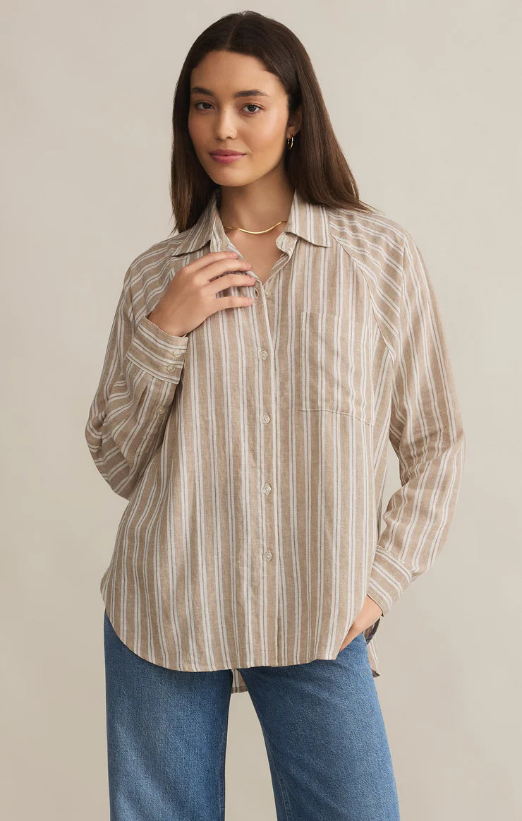 Z Supply Linen Blend Button Up (S)