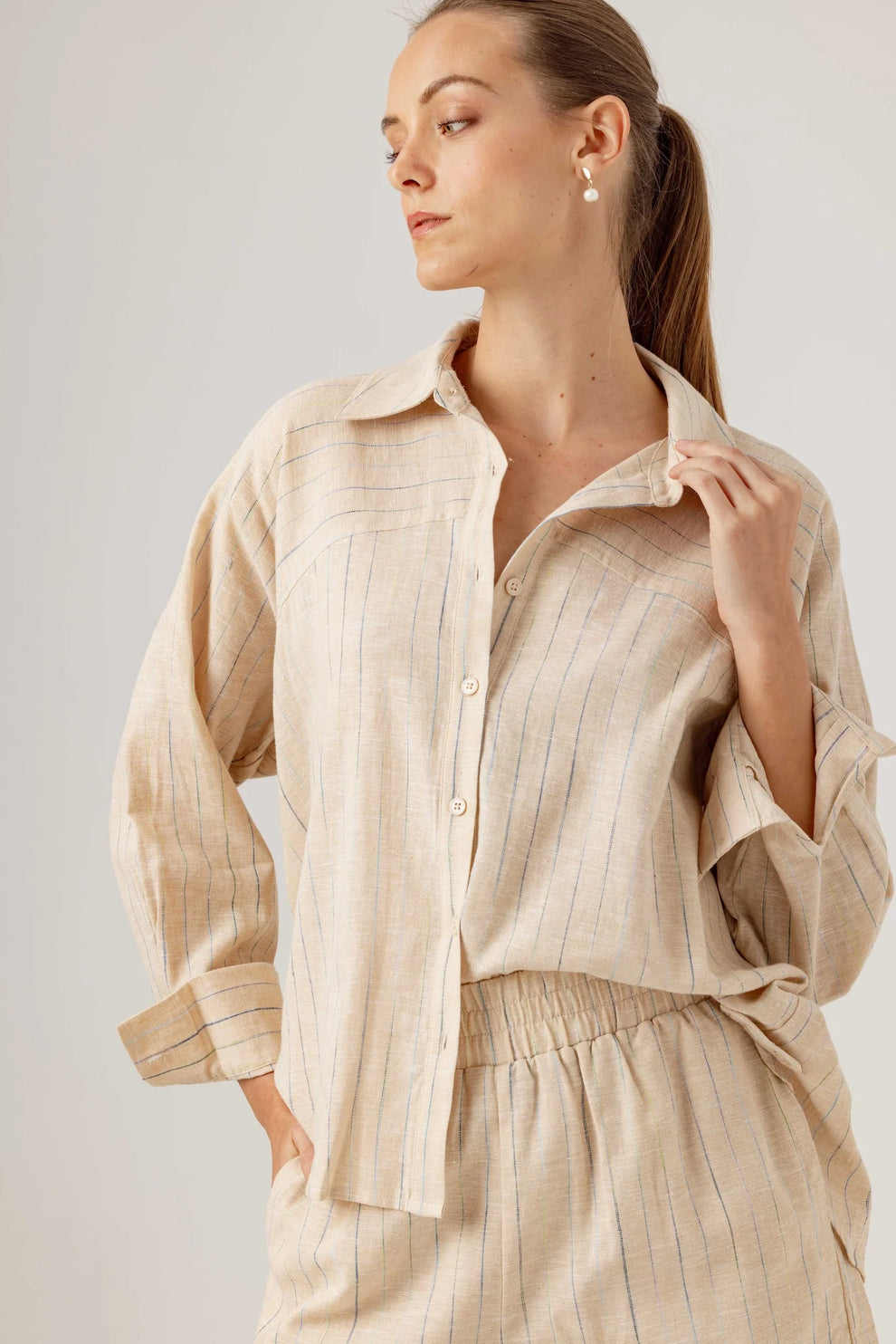 Sundays Oversized Cotton Linen Button Up (XS)