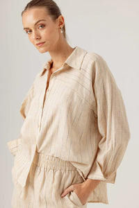 Sundays Oversized Cotton Linen Button Up (XS)