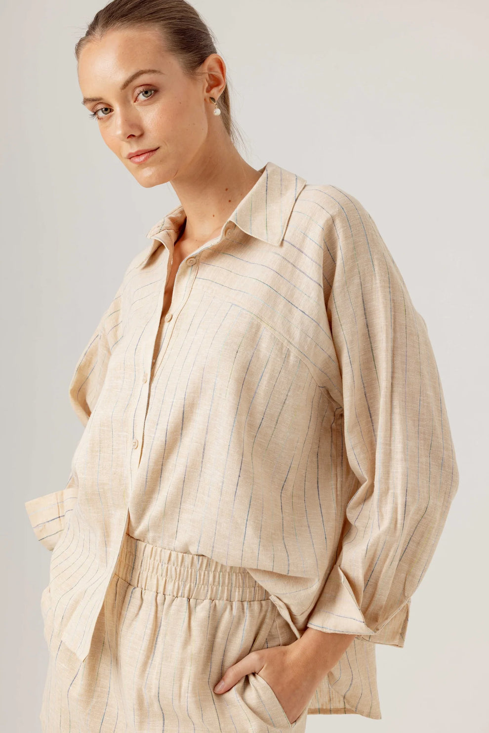 Sundays Oversized Cotton Linen Button Up (XS)