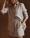 Quince High Waisted Linen Shorts (L)