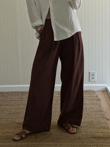 Abercrombie Brown Wide Leg Linen Pants (XL)