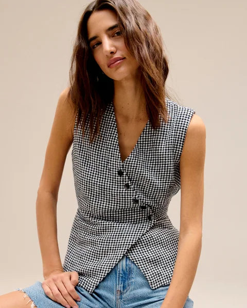 Abercrombie Gingham Button Front Vest (XL)
