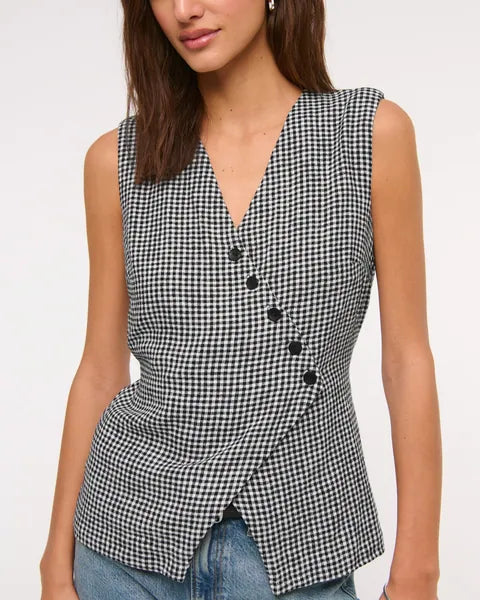 Abercrombie Gingham Button Front Vest (XL)