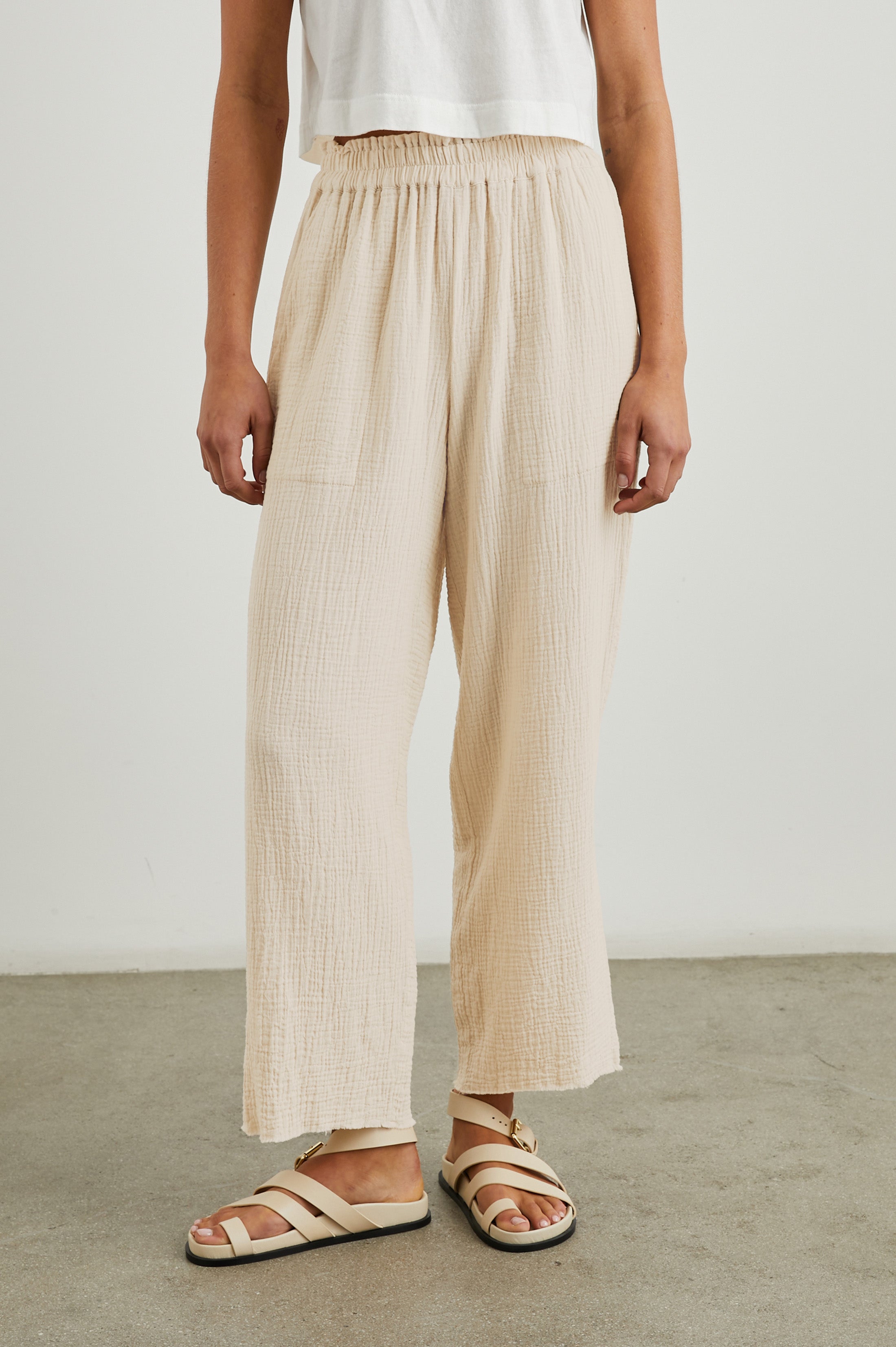 Cotton Gauze Wide Leg Pants (M)