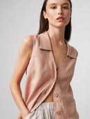 Love and Confuse Linen Collared Top (L)