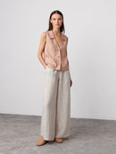 Love and Confuse Linen Collared Top (L)