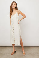 Rails Button Front Linen Midi Dress (S)