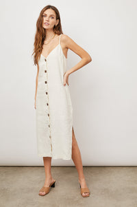 Rails Button Front Linen Midi Dress (S)