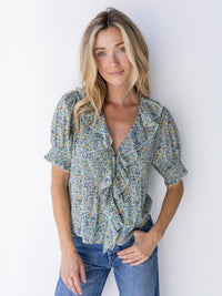 Natural Life Floral Ruffle Top (L)