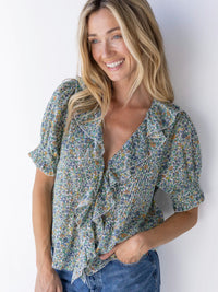 Natural Life Floral Ruffle Top (L)