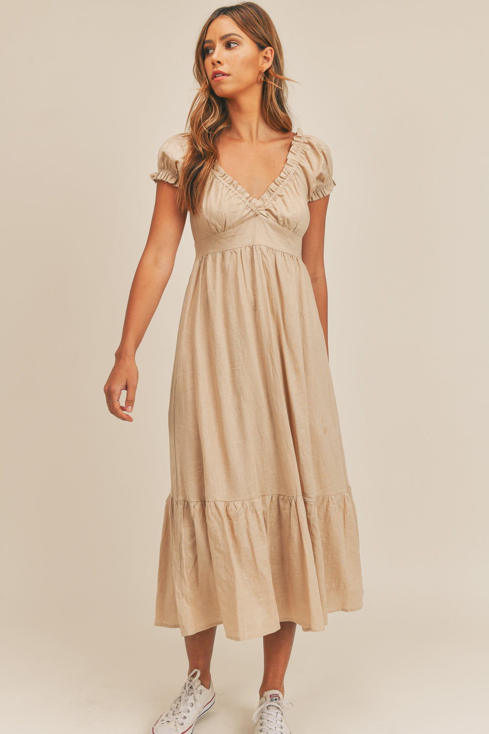 Mable Linen Midi Dress (S)