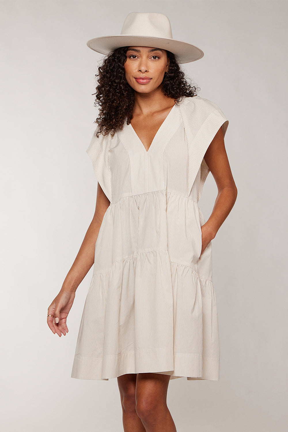 Neutral Striped Mini Dress (S)