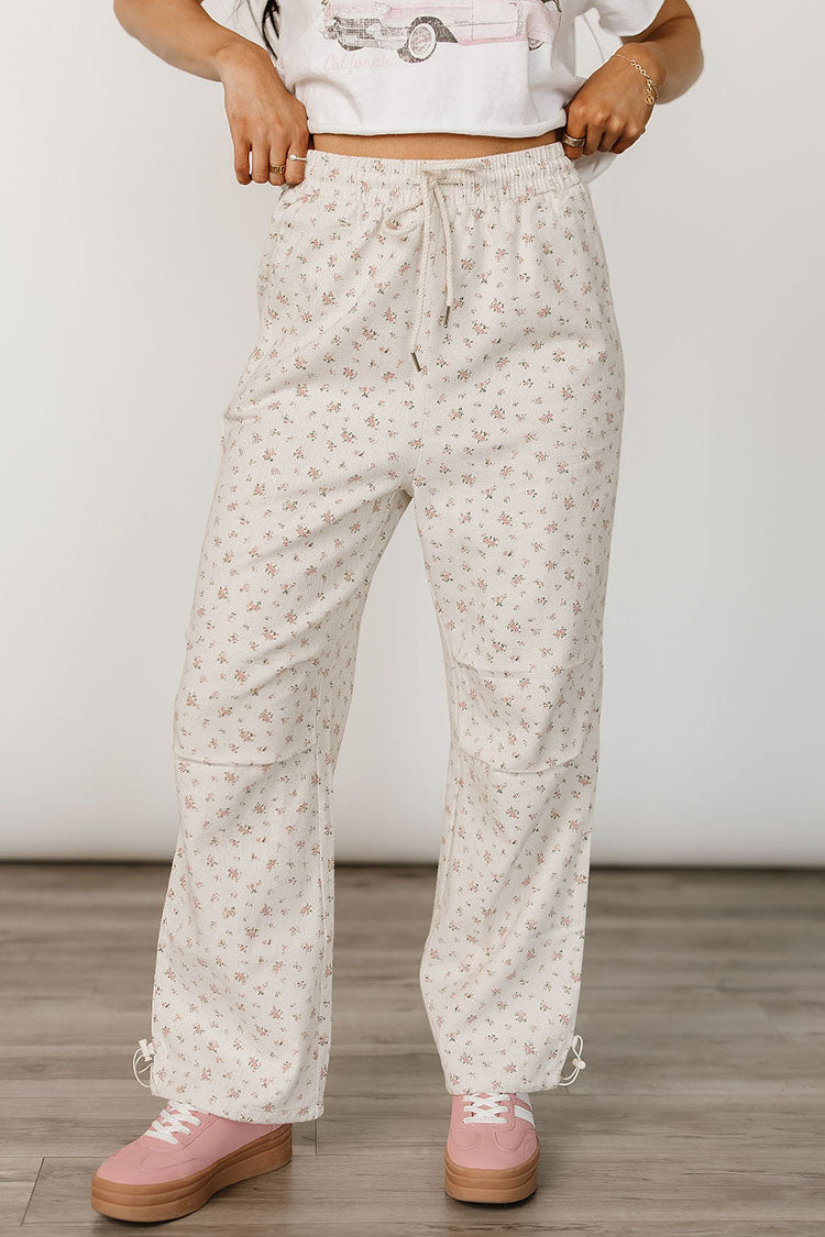 Dainty Floral Drawstring Pants (M)