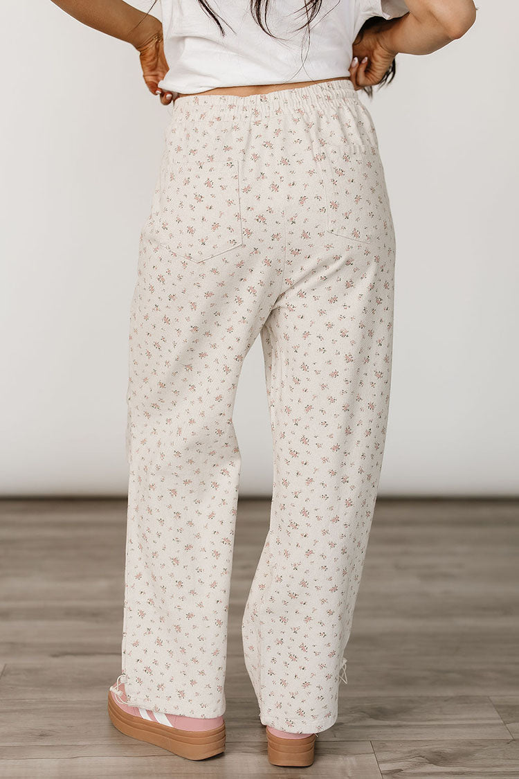 Dainty Floral Drawstring Pants (M)
