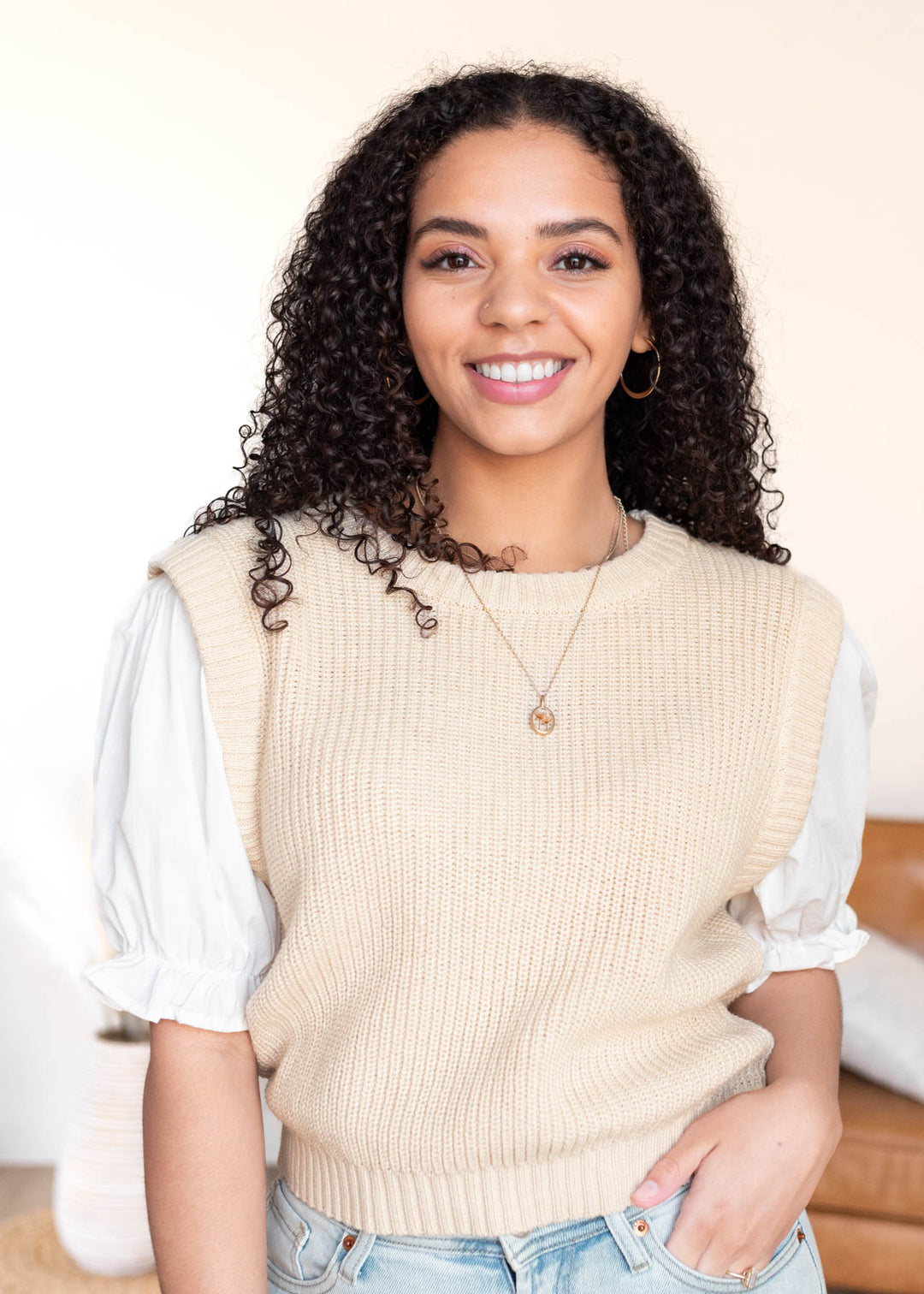 Floral Embroidered Knit Top (M)
