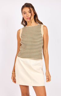 Sage Striped Sweater Tank (L)