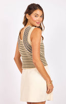 Sage Striped Sweater Tank (L)