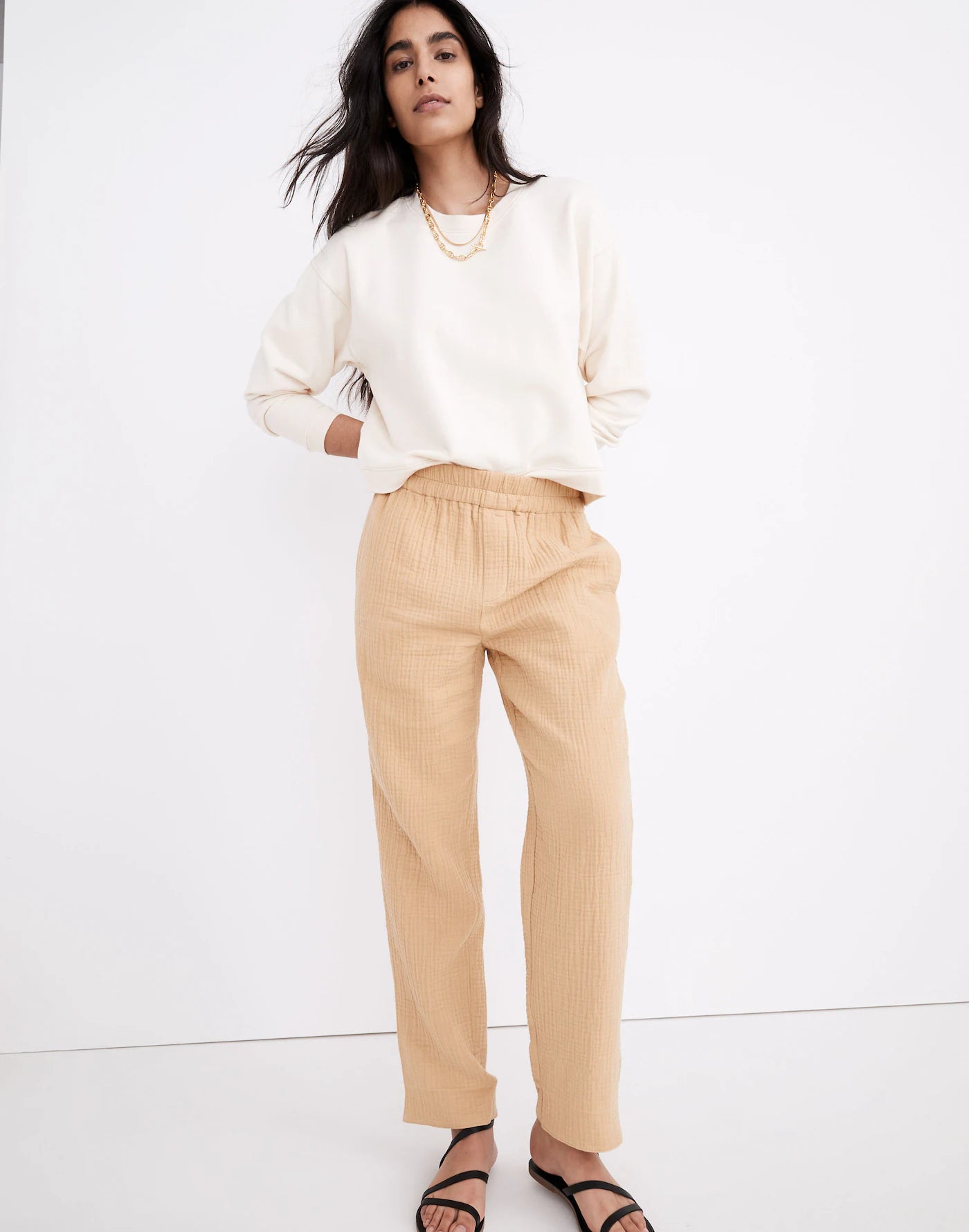 Madewell Cotton Gauze Straight Pants (XL)