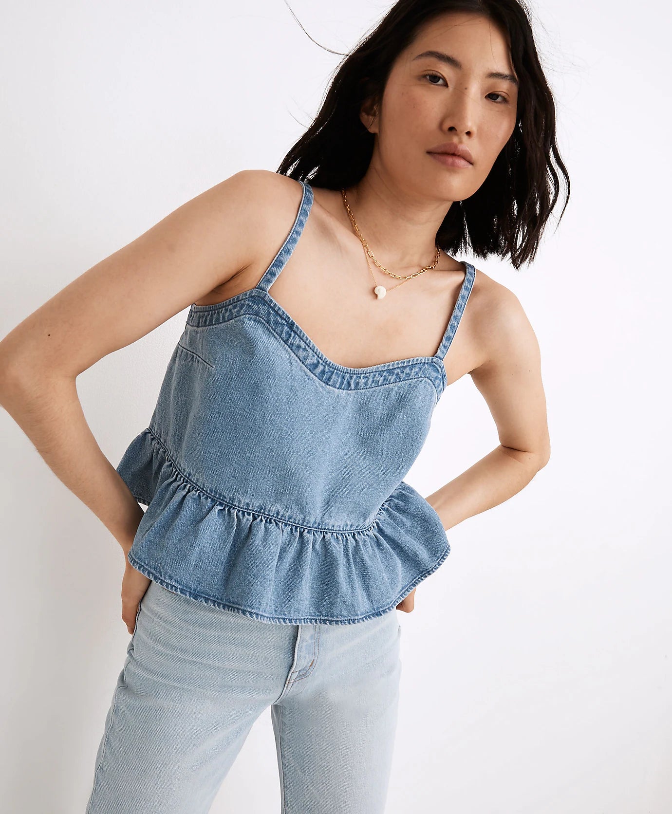 Madewell Denim Ruffle Top (0)