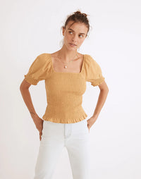 Madewell Mustard Smocked Top (L)