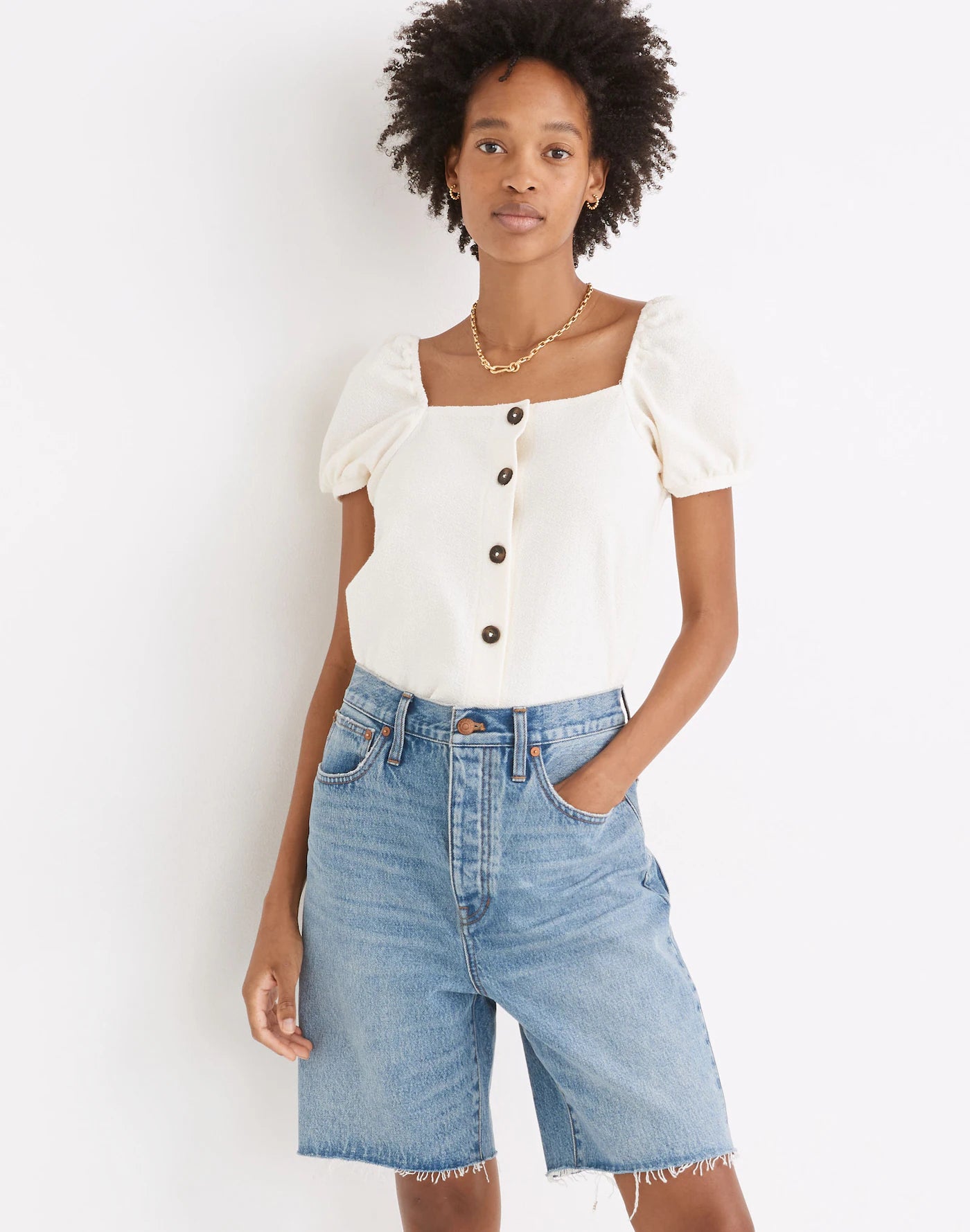 Madewell Cream Square Neck Top (XL)
