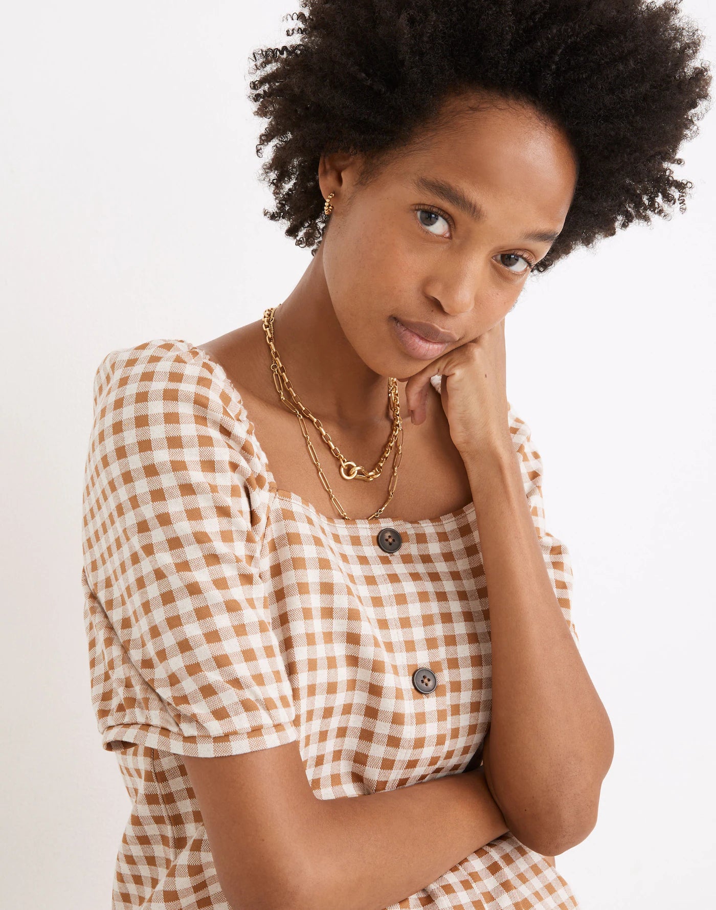 Madewell Gingham Square Neck Top (XS)