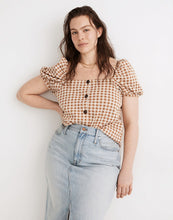 Load image into Gallery viewer, Madewell Gingham Puff Sleeve Top (XL)
