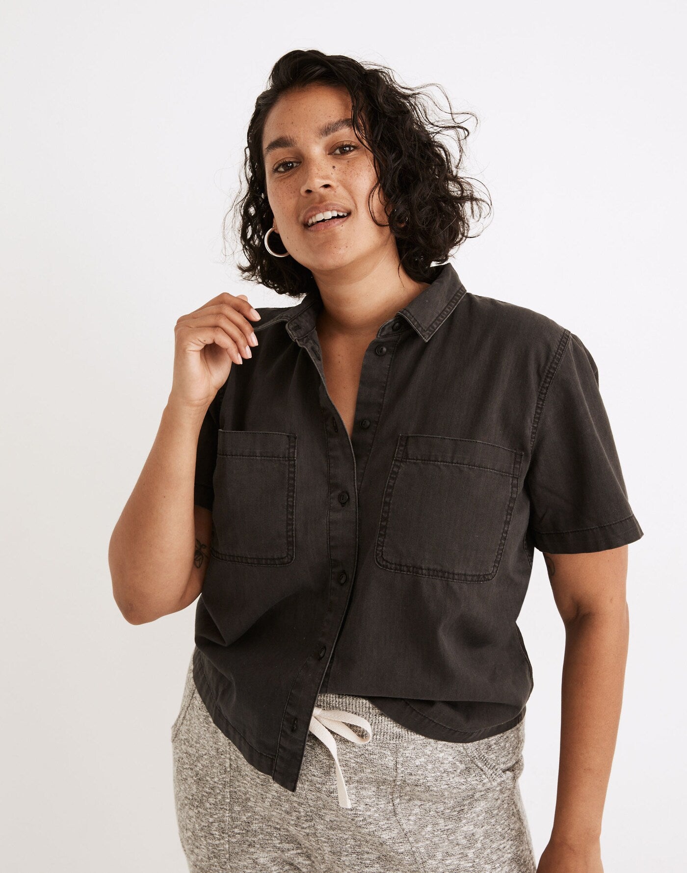 Madewell Denim Short Sleeve Button Up (M)
