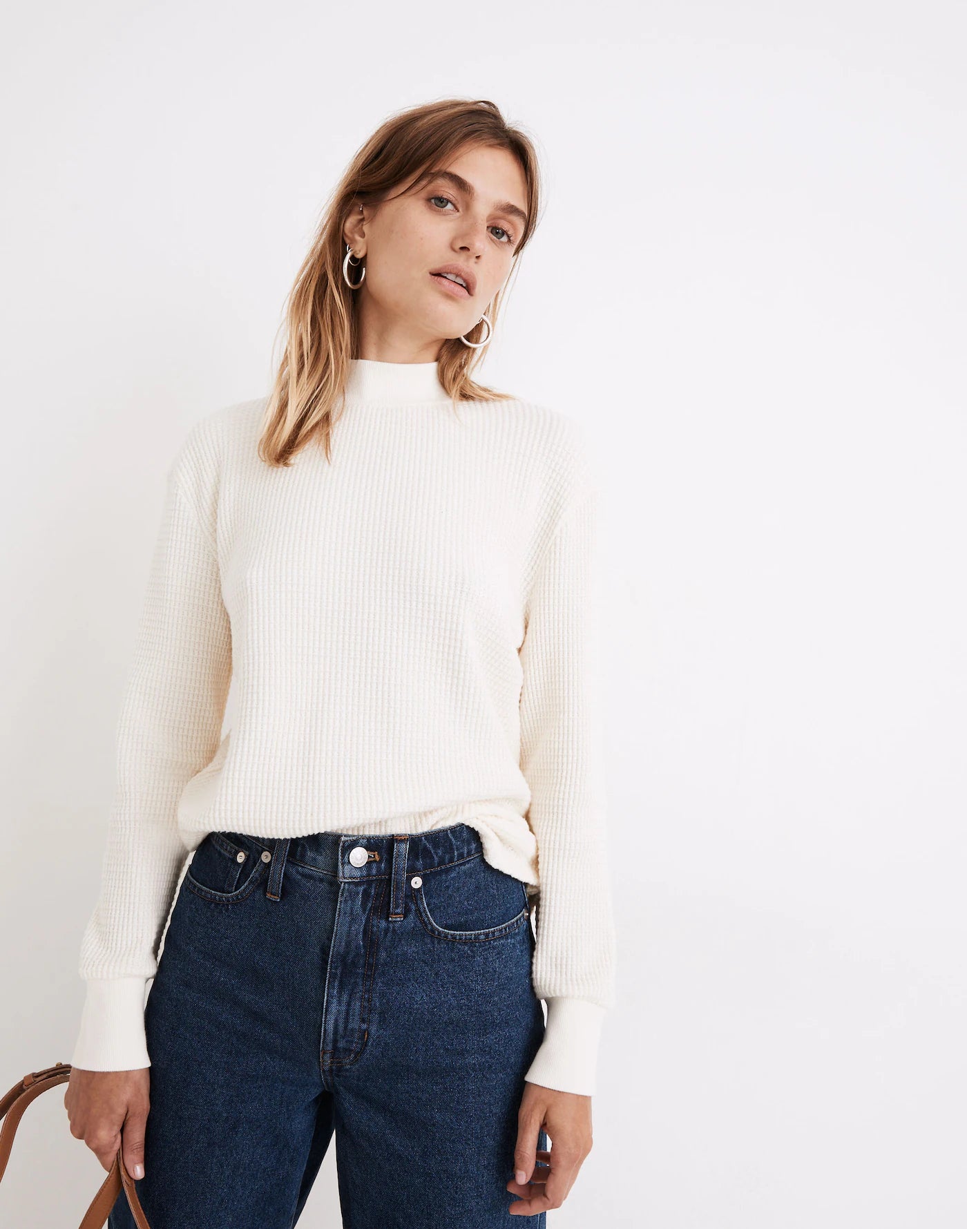 Madewell Waffle Mockneck Top (S)