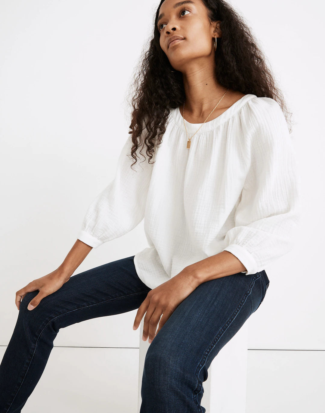 Madewell White Gauzy Top (XS/S)