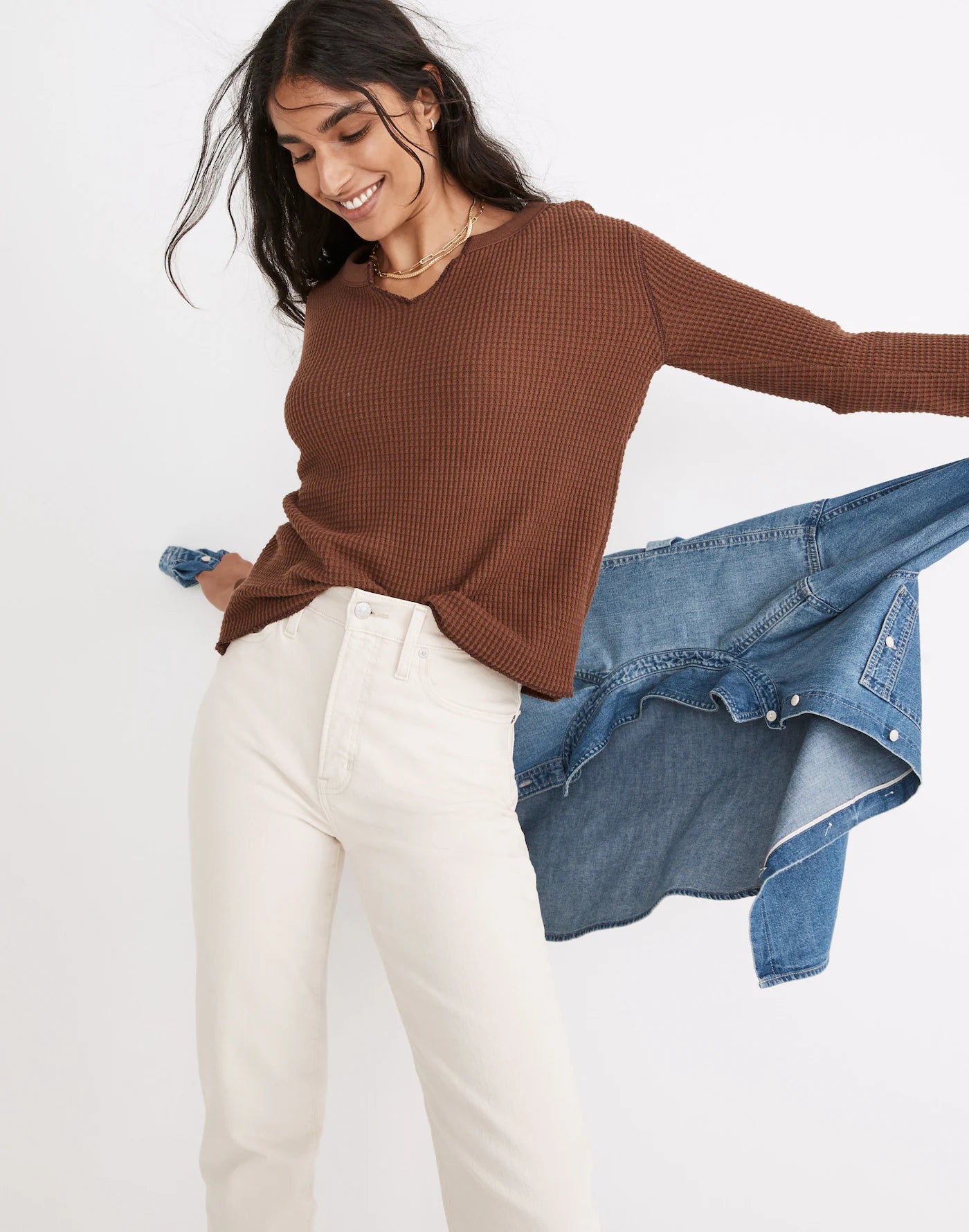 Madewell Brown Thermal Tee (S)