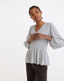 Madewell Smocked Puff Sleeve Top (XXL)