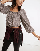 Madewell Puff Sleeve Checkered Top (M)