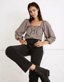 Madewell Puff Sleeve Checkered Top (M)