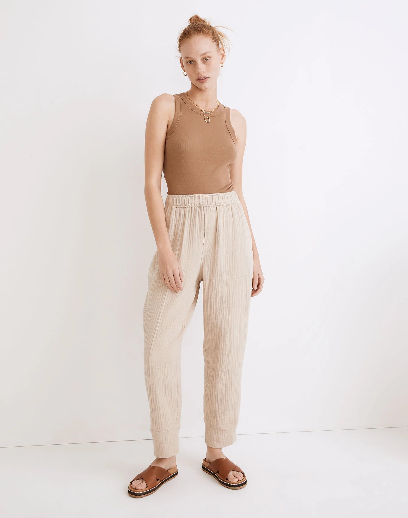 Madewell Neutral Gauze Pants (XS)