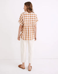Madewell Checkered V Neck Top (S)