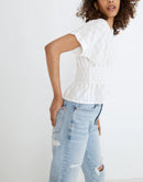 NEW Madewell White Smocked Top (XS)