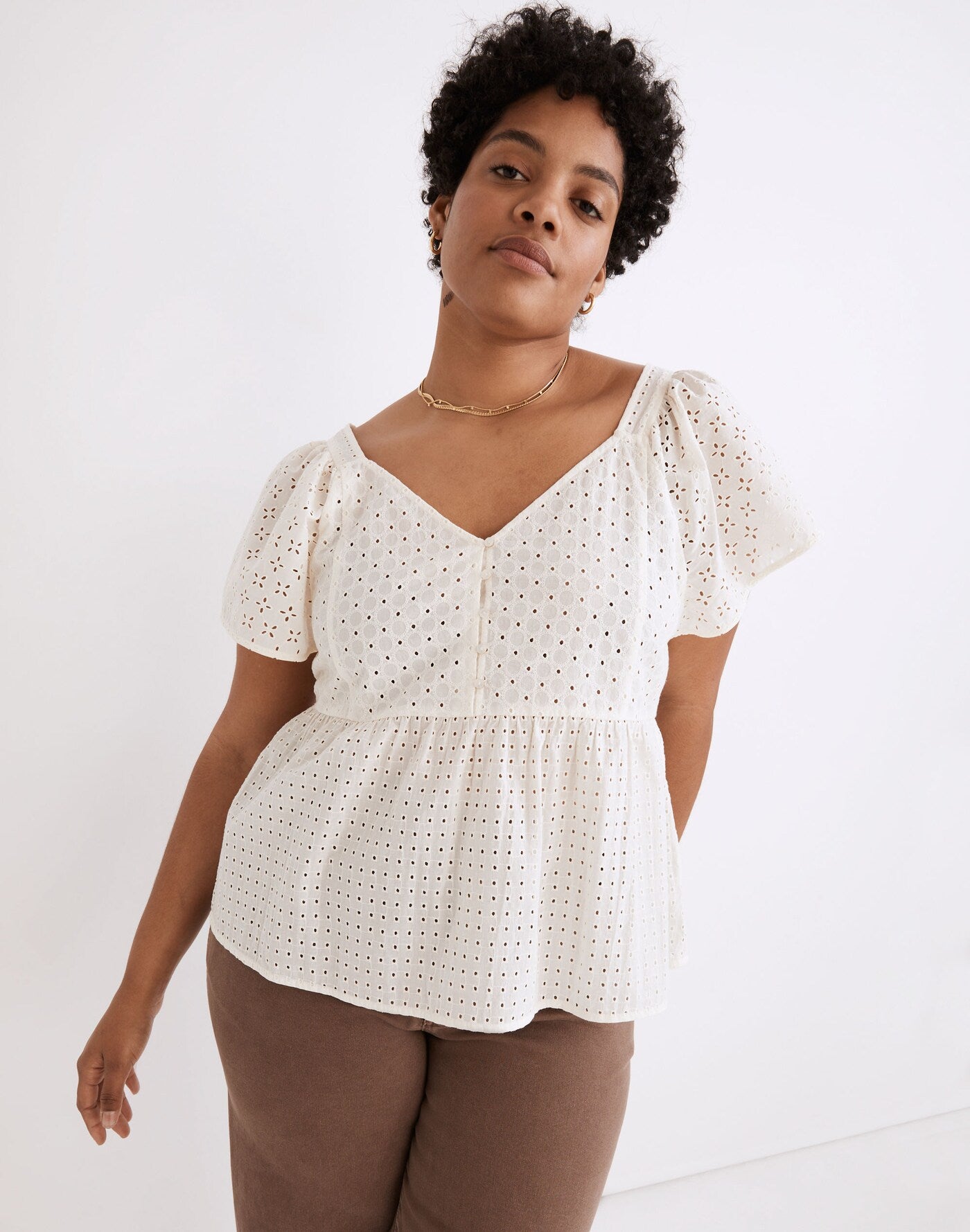 NEW Madewell Cream Eyelet Blouse (L)