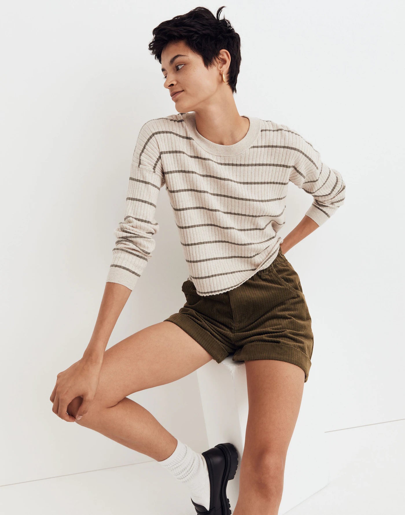 Madewell Striped Crewneck Sweater Tee (M)
