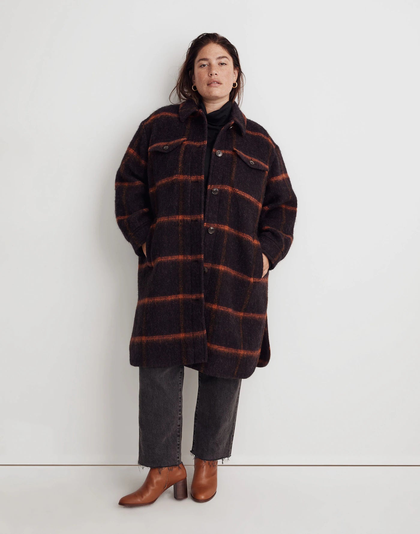 Madewell Plaid Long Shirt Jacket (2X)