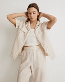 Madewell Neutral Gingham Button Up Shirt (L/XL)